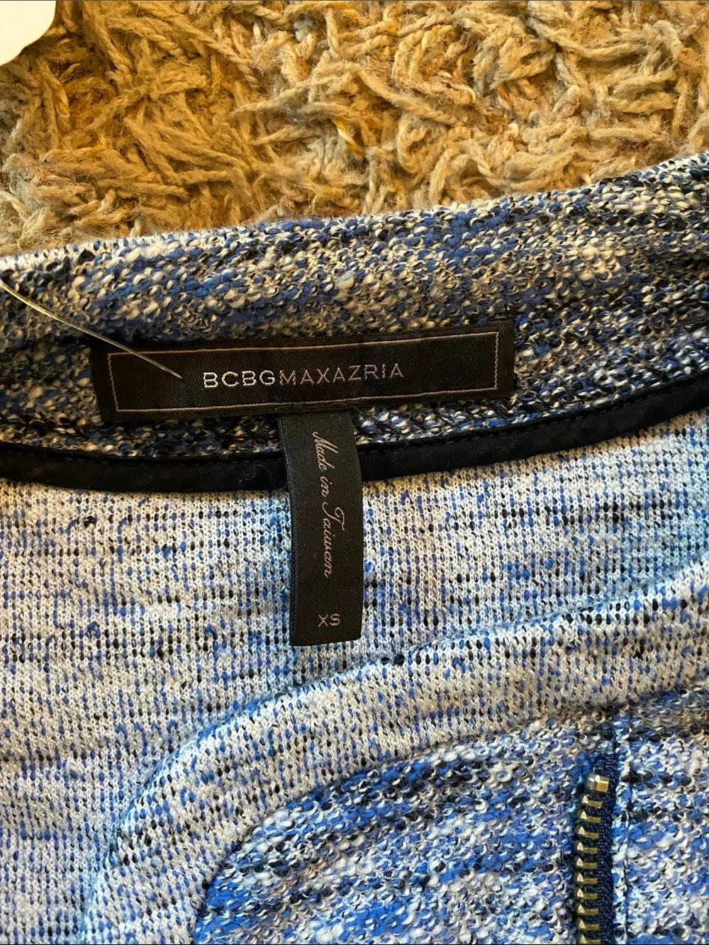 BCBGMaxAzria Blue Heather Zip-Front womens Jacket  and pant set XXS